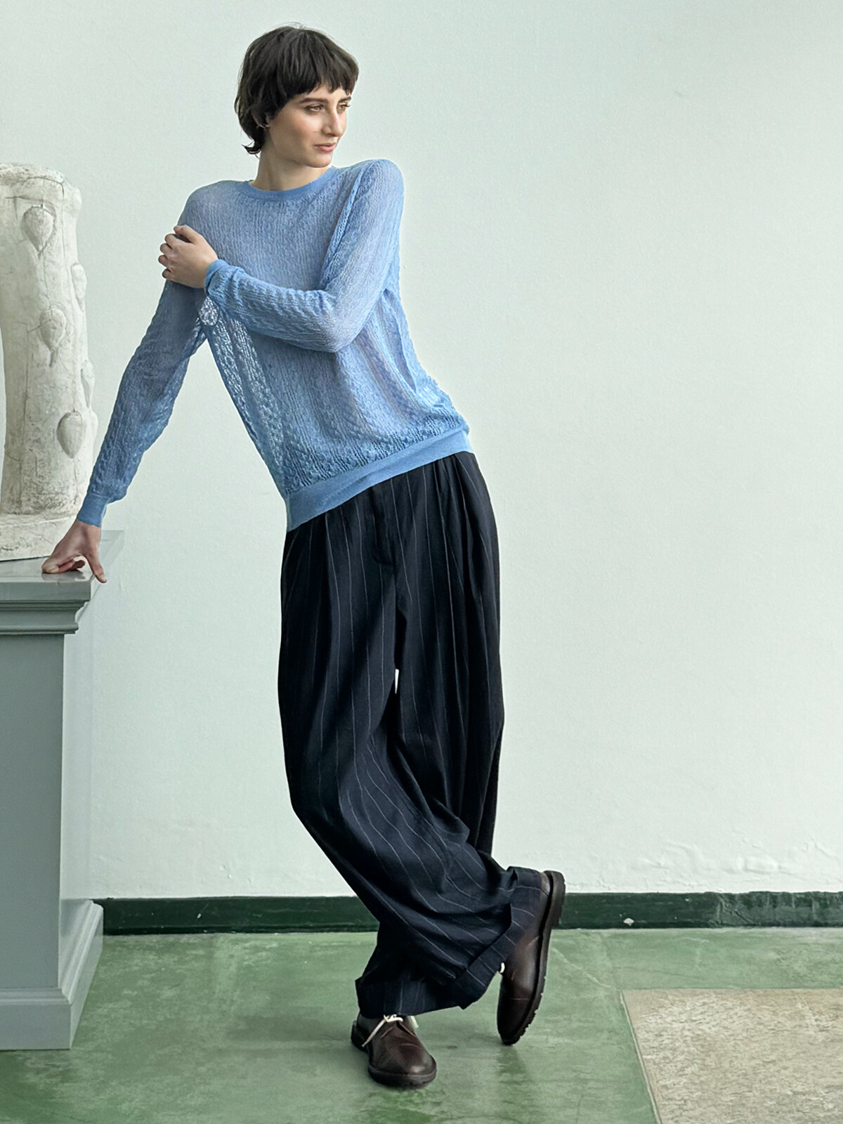 Crew-neck lacy sweater Image