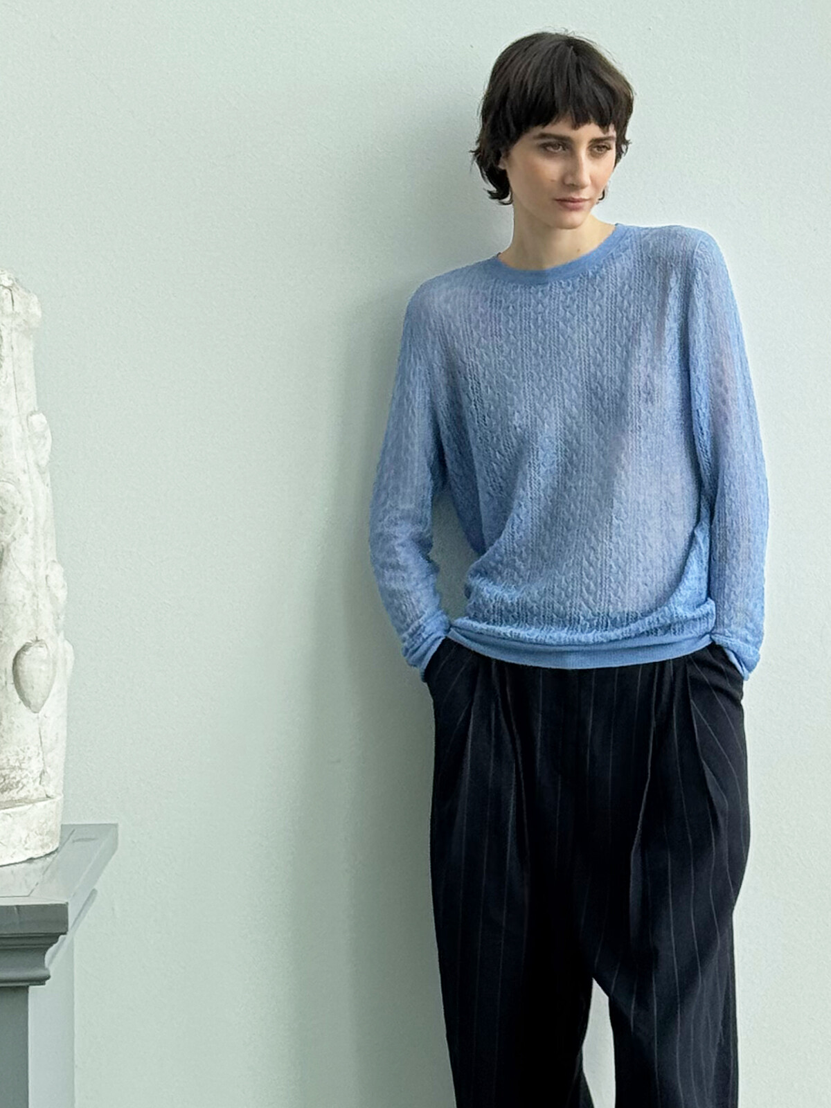 Crew-neck lacy sweater Image