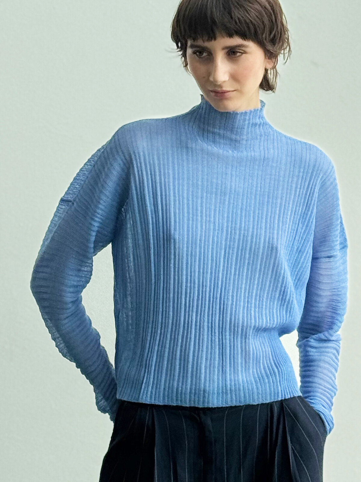 Pleated funnel sweater Image