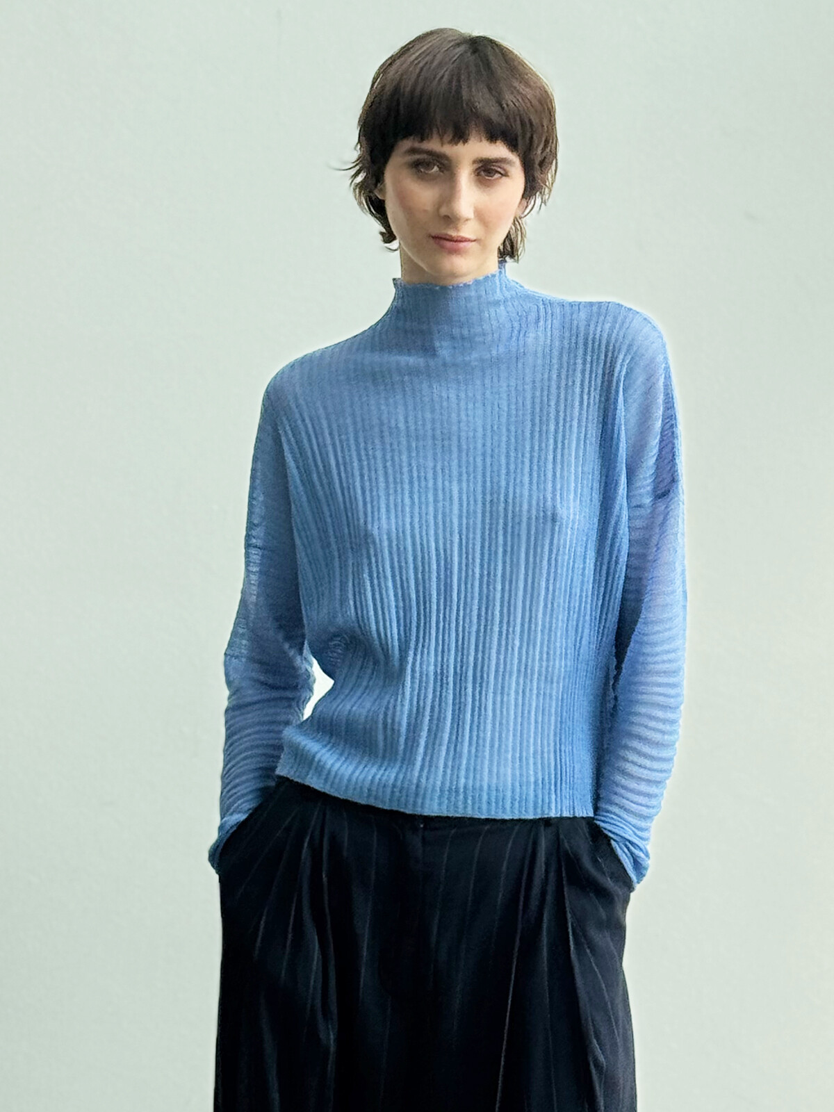 Pleated funnel sweater Image