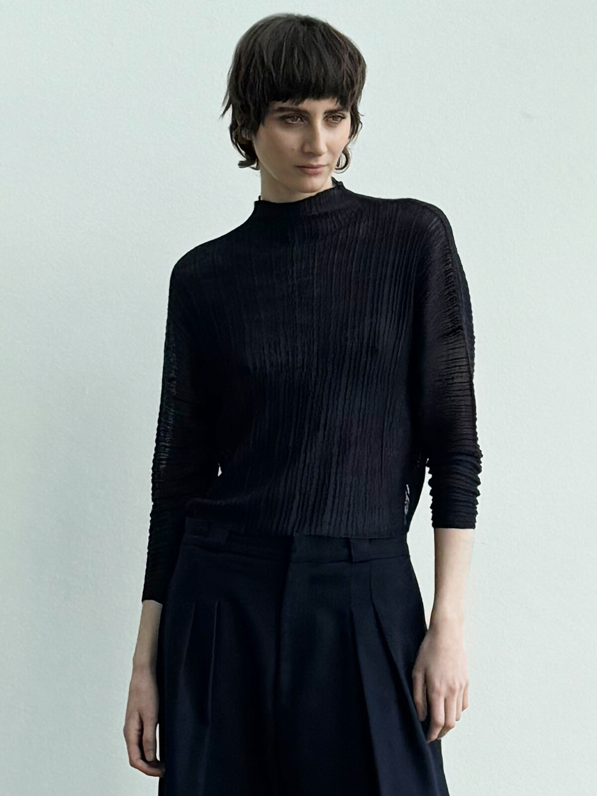 Pleated funnel sweater