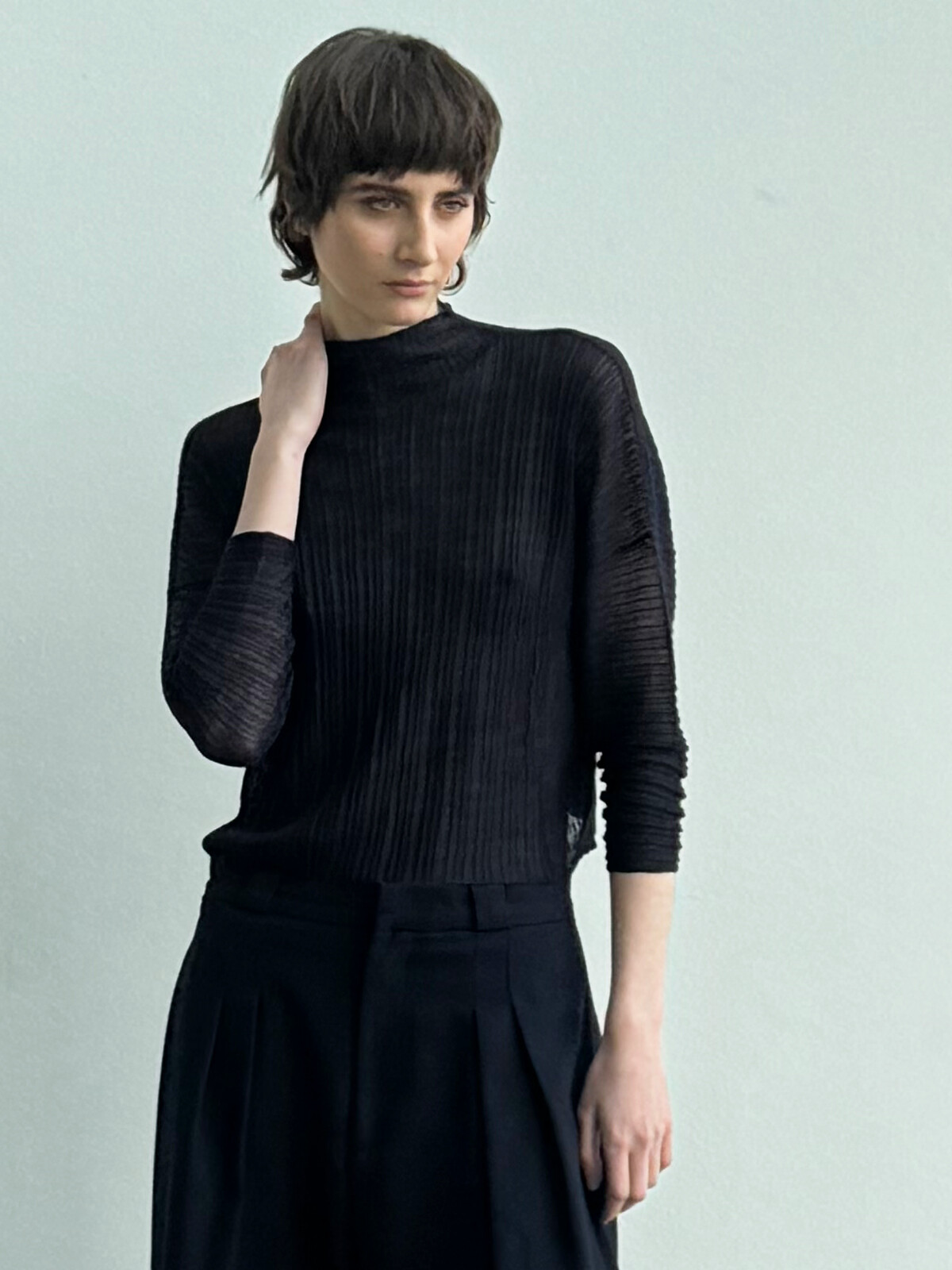Pleated funnel sweater Image