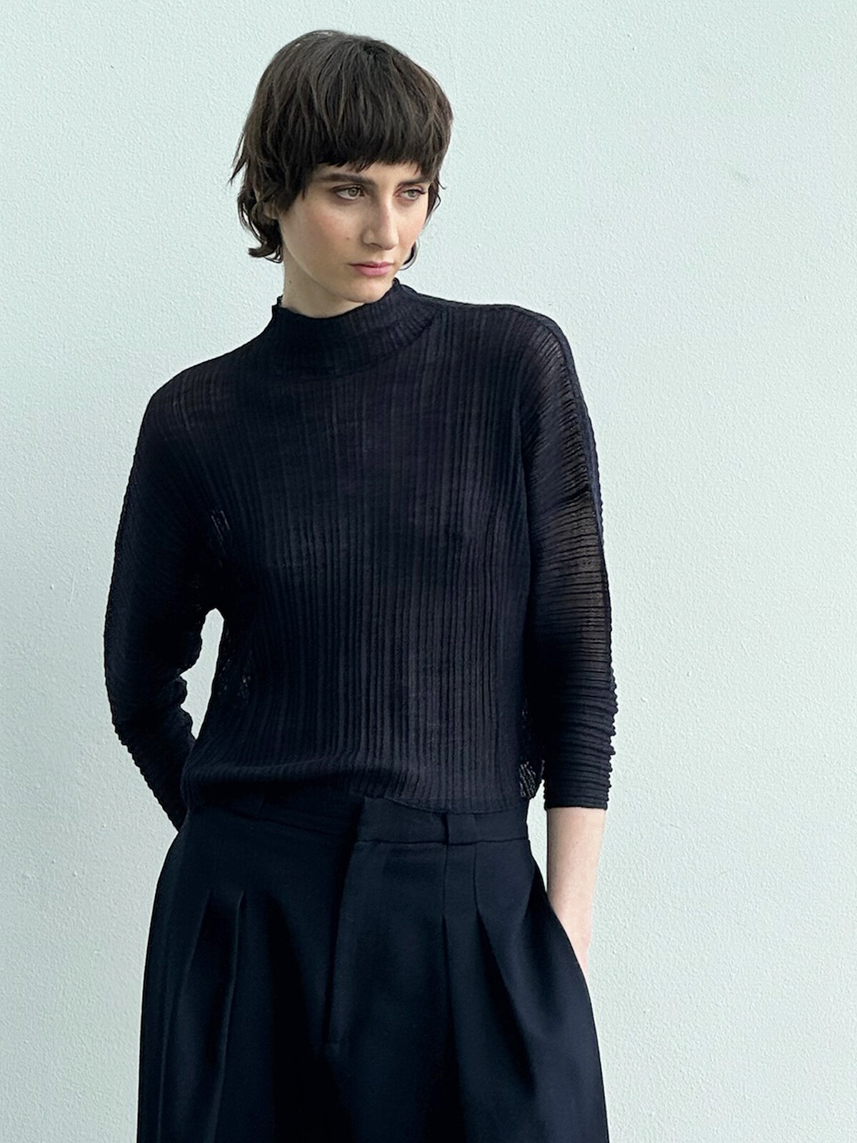 Pleated funnel sweater Image