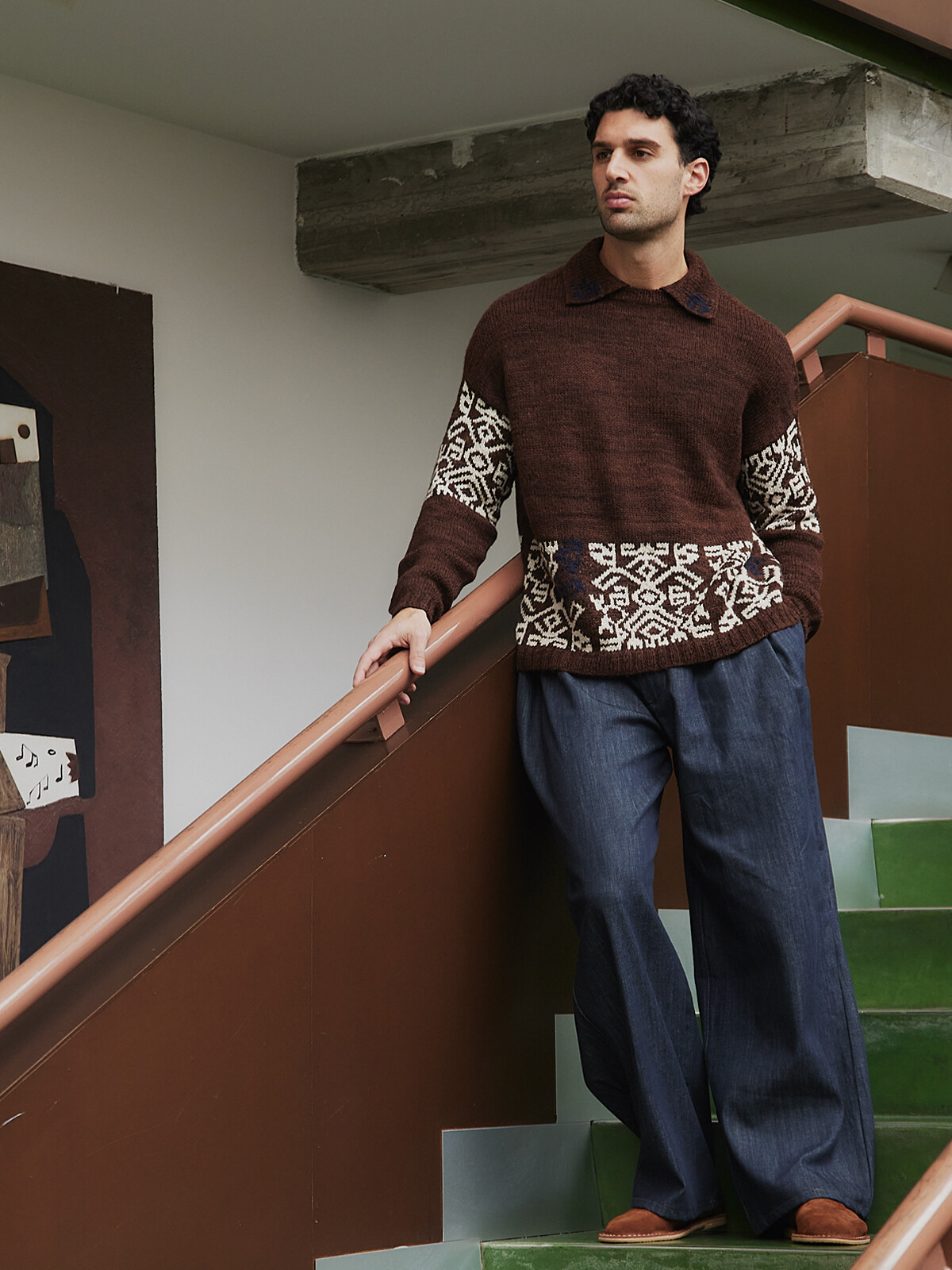 Collar jacquard sweater Image