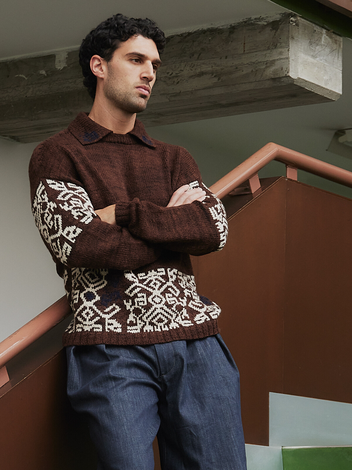 Collar jacquard sweater Image