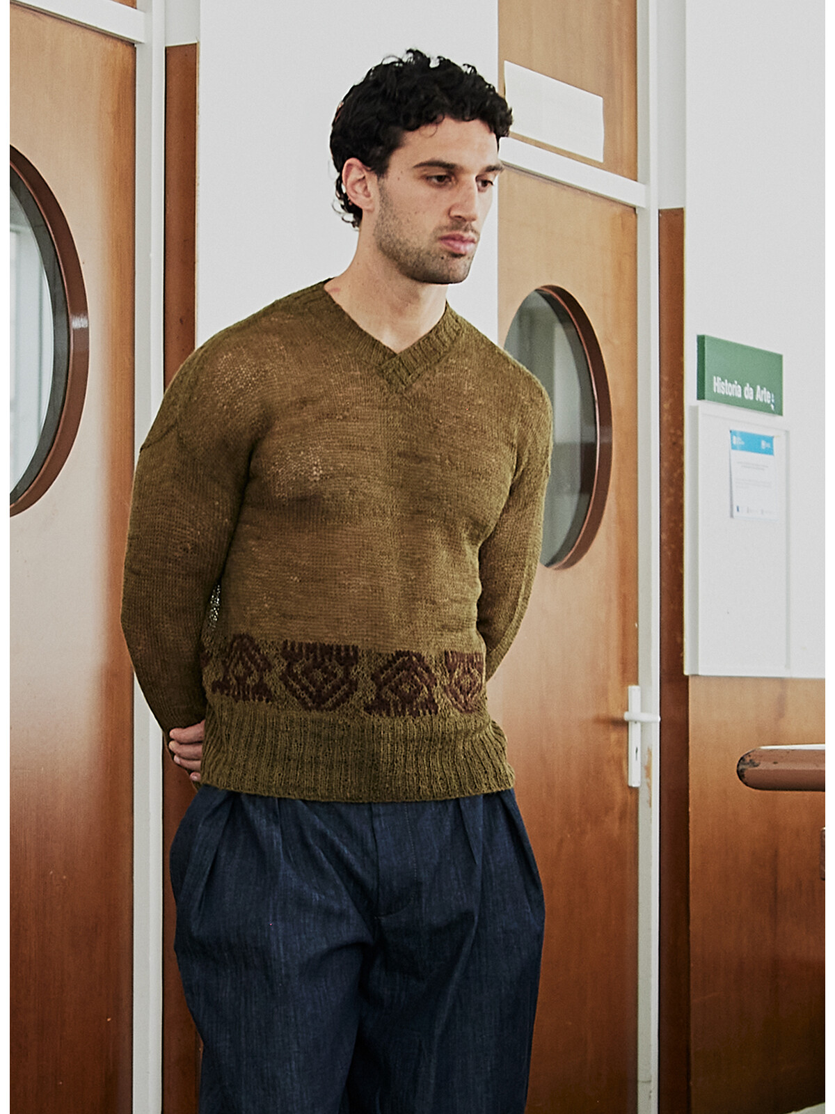 Sheer jacquard sweater