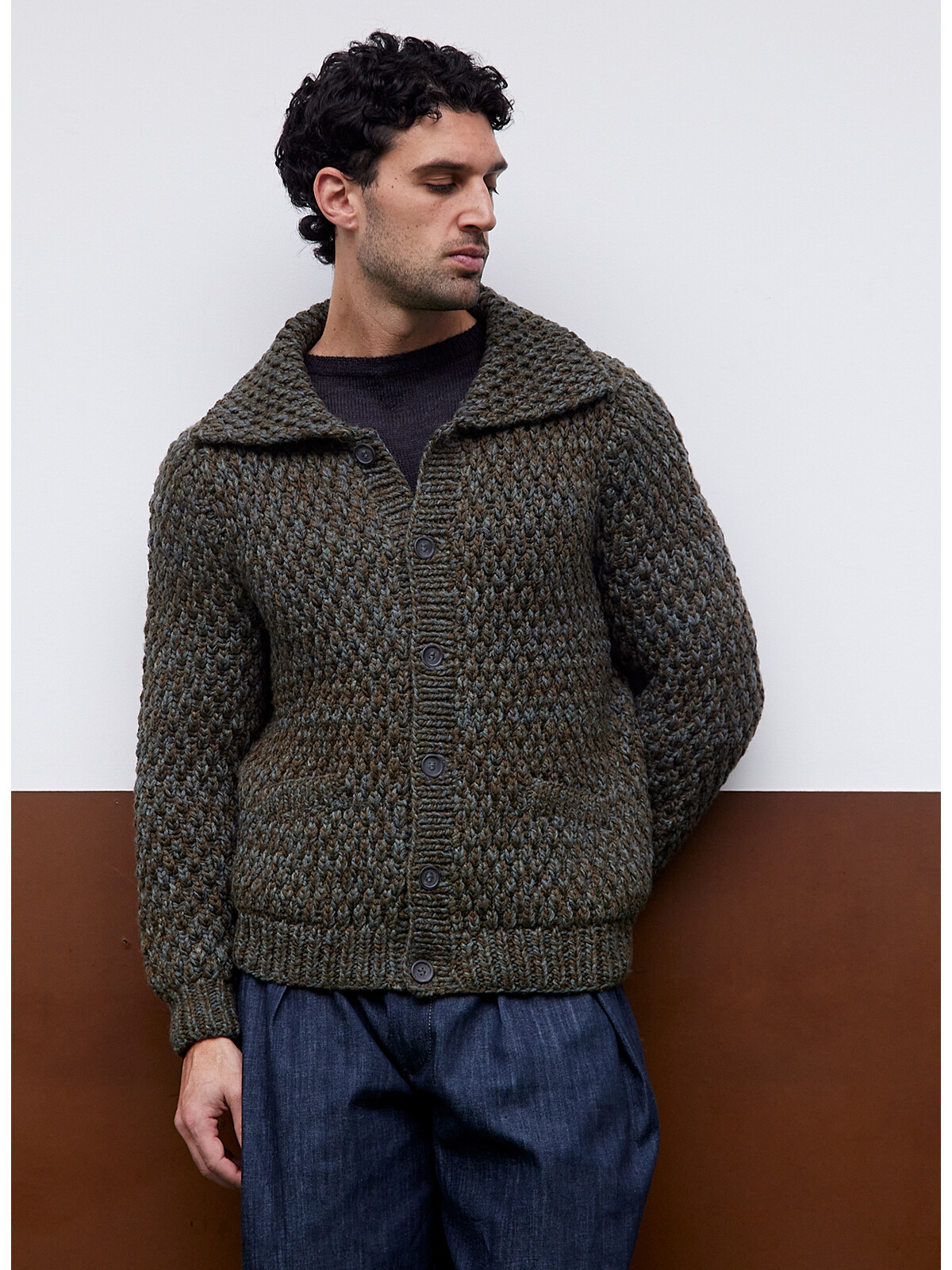 Collar fisherman cardigan Image