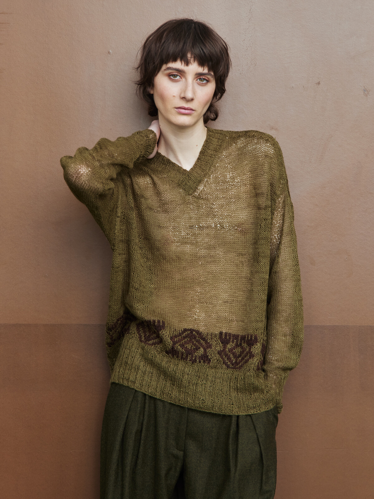 Sheer jacquard sweater