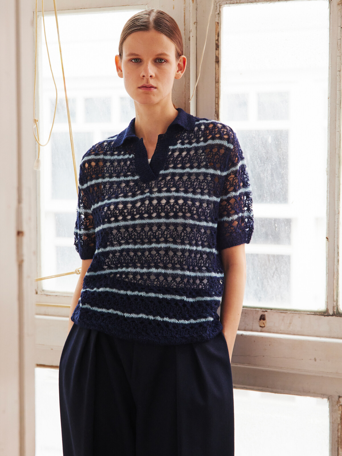 Lacy striped polo Image