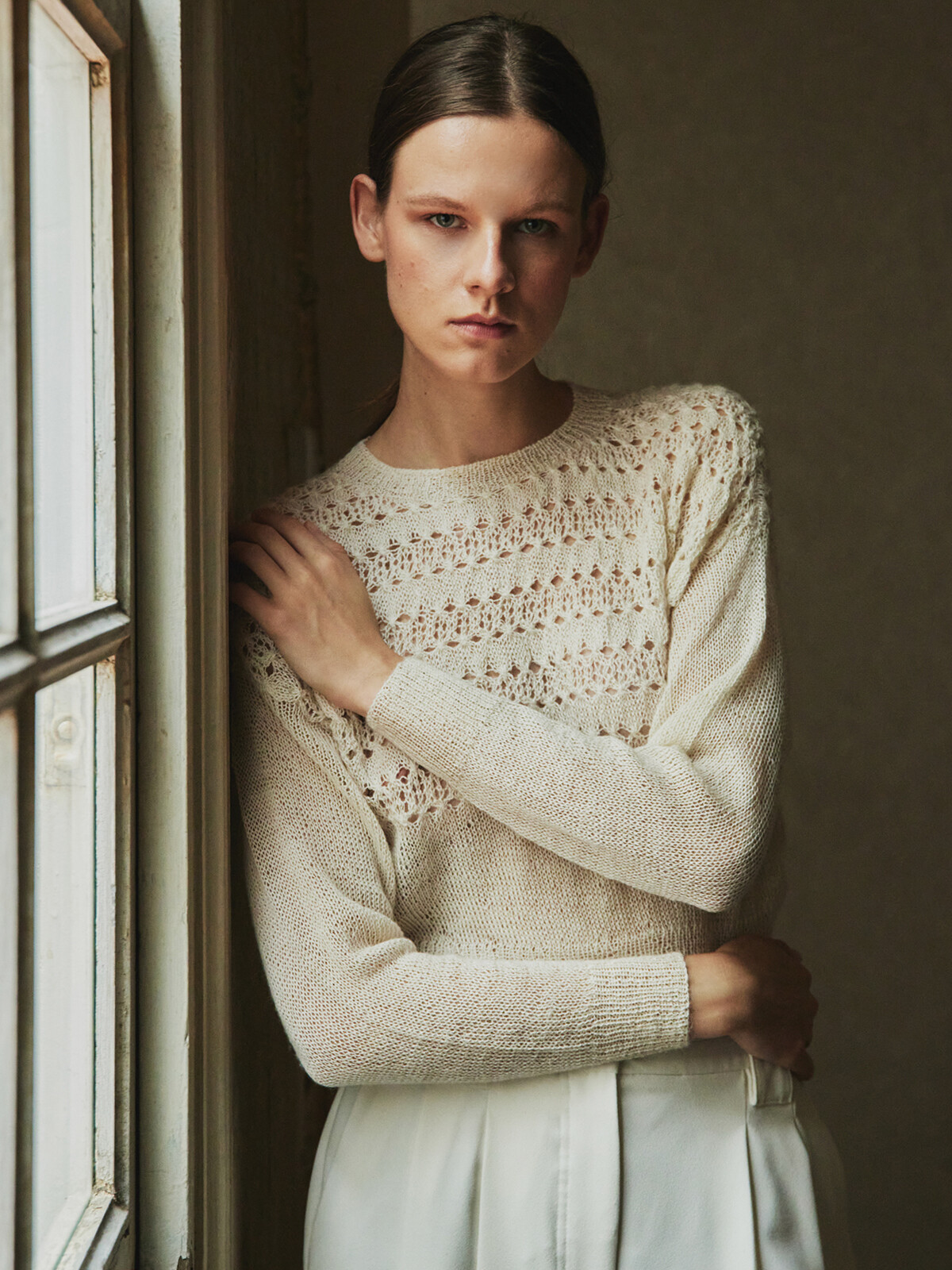 Lacy yoke sweater Image