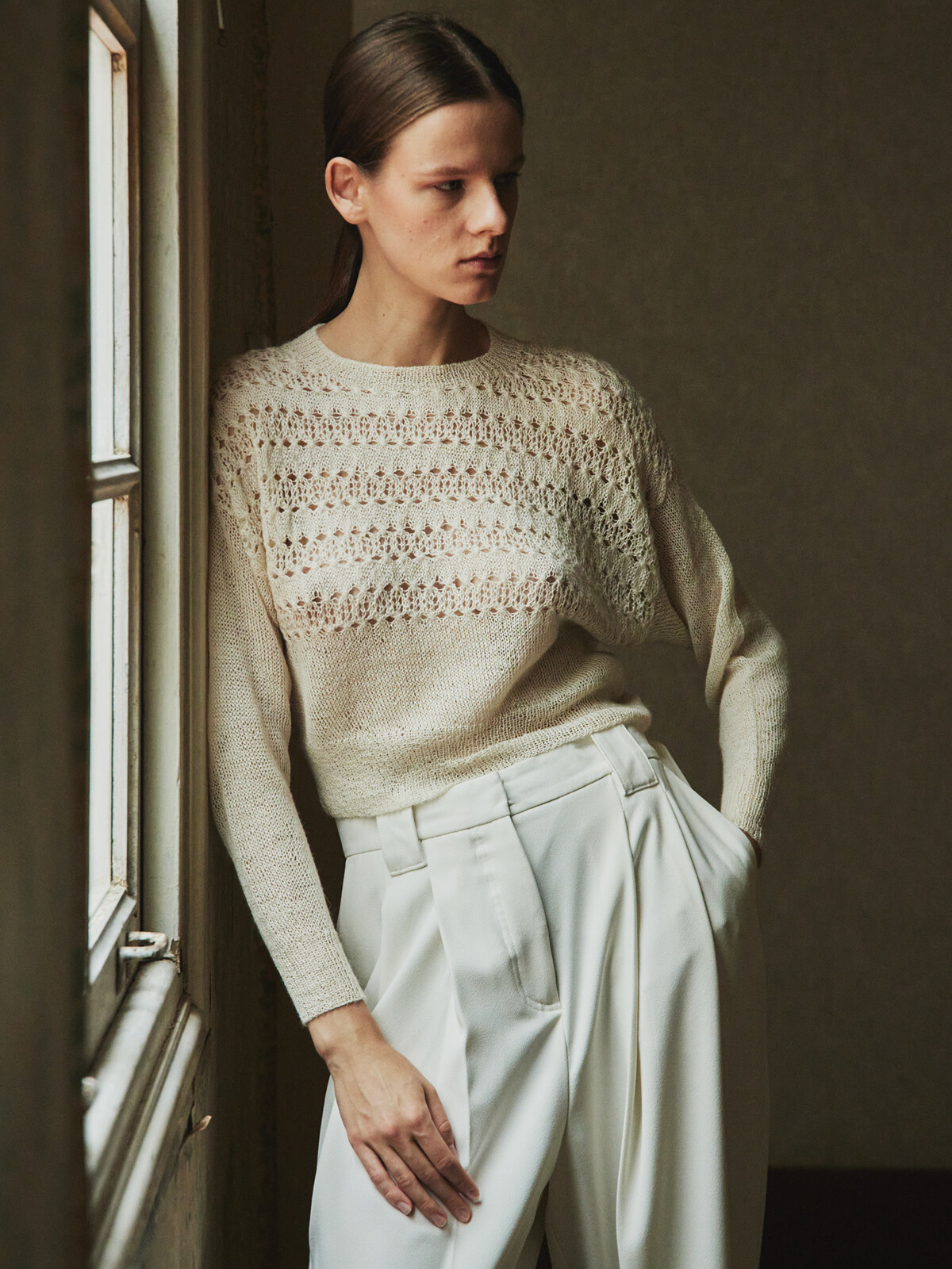 Lacy yoke sweater Image