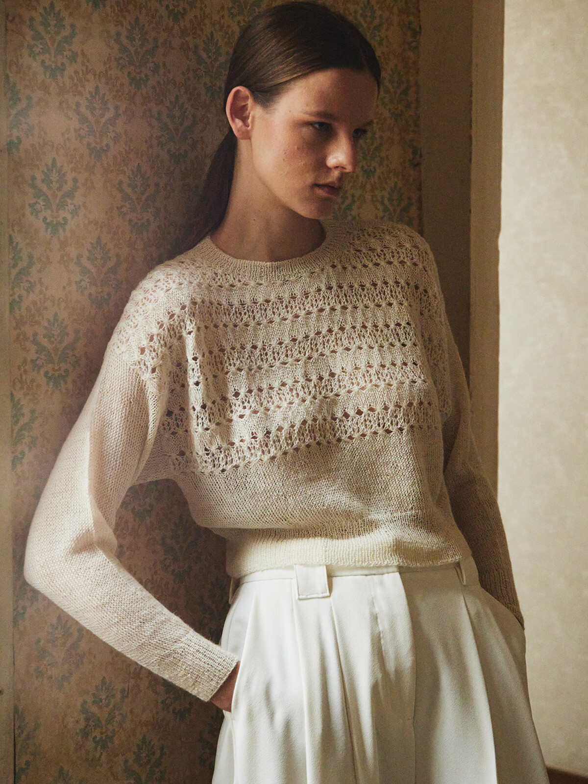 Lacy yoke sweater Image