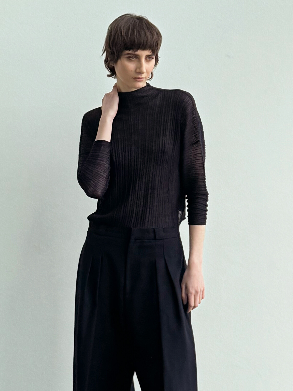 Pleated funnel sweater Image