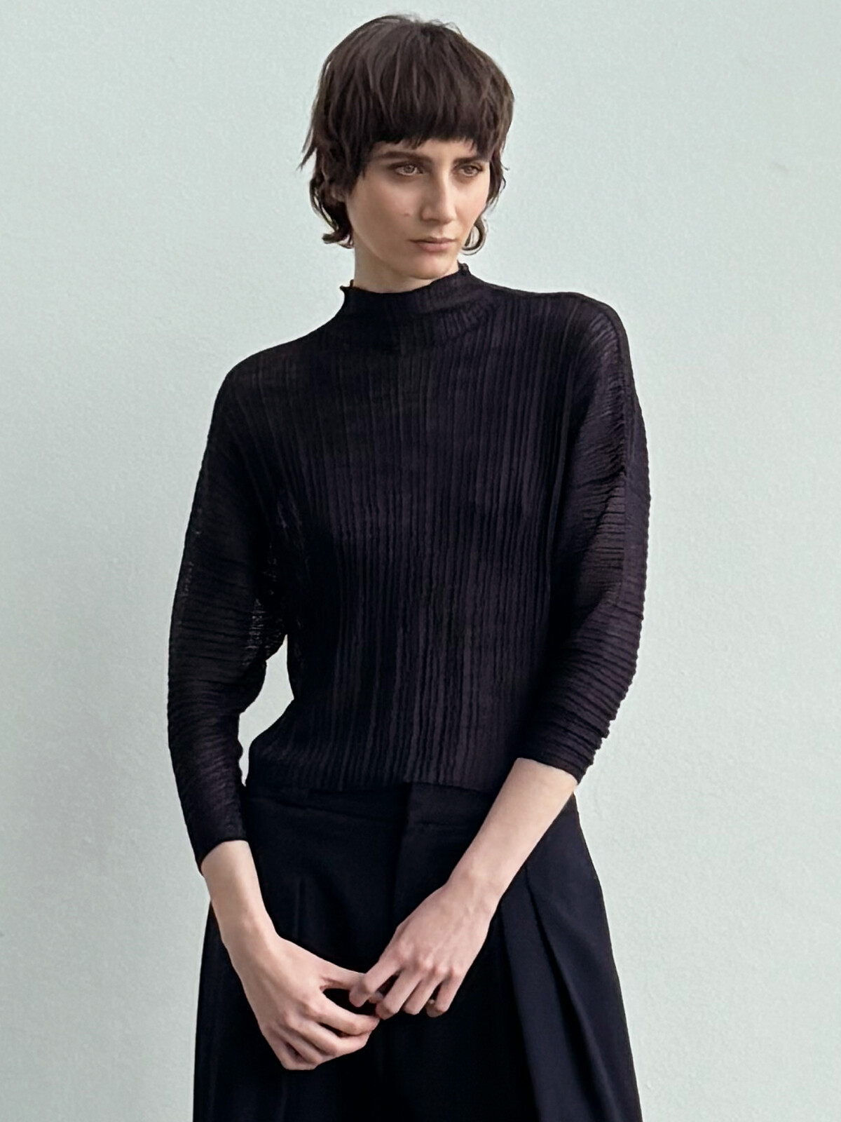 Pleated funnel sweater Image