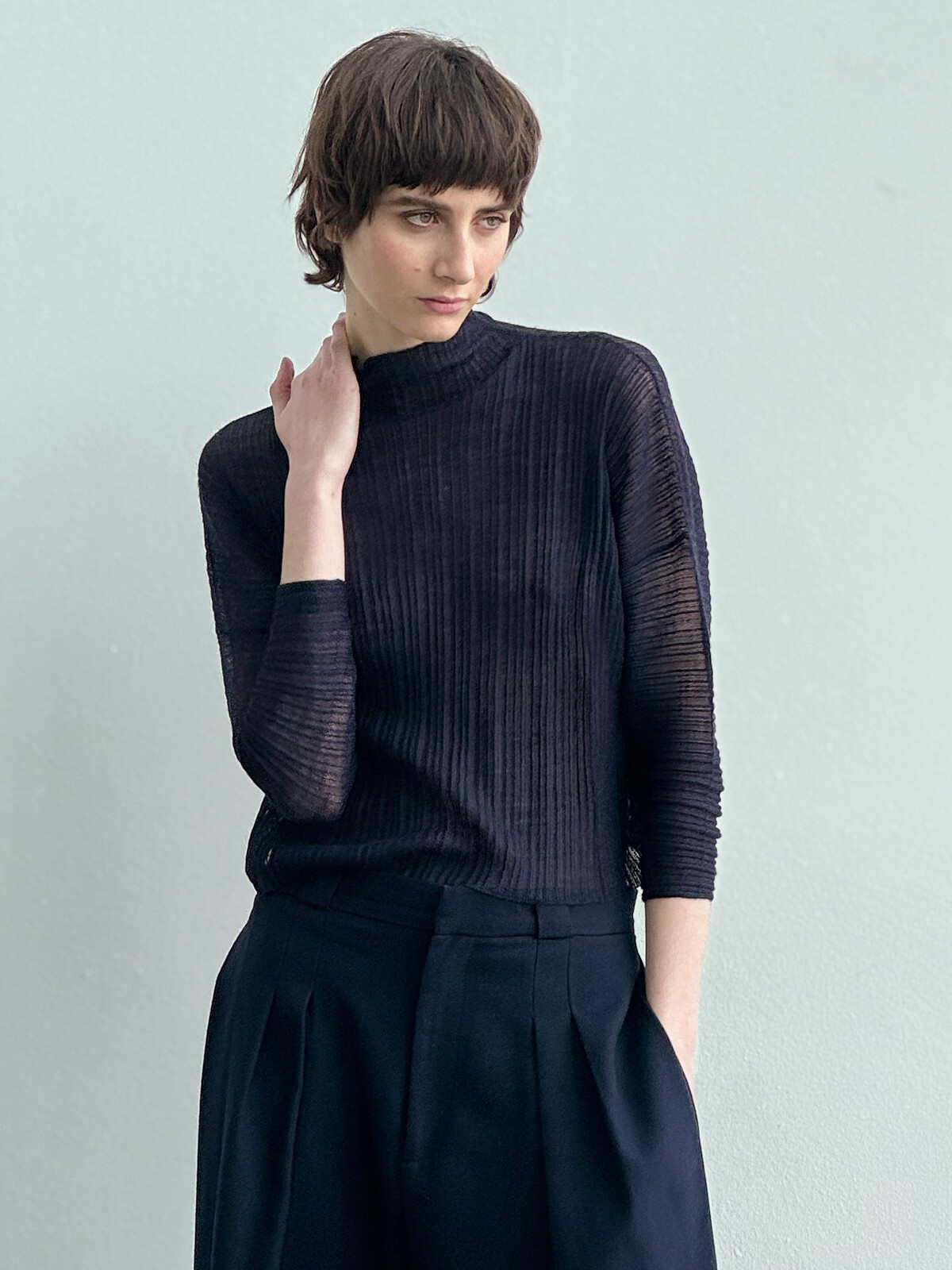 Pleated funnel sweater