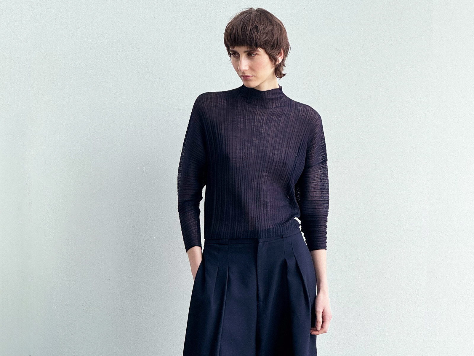 Pleated funnel sweater Image