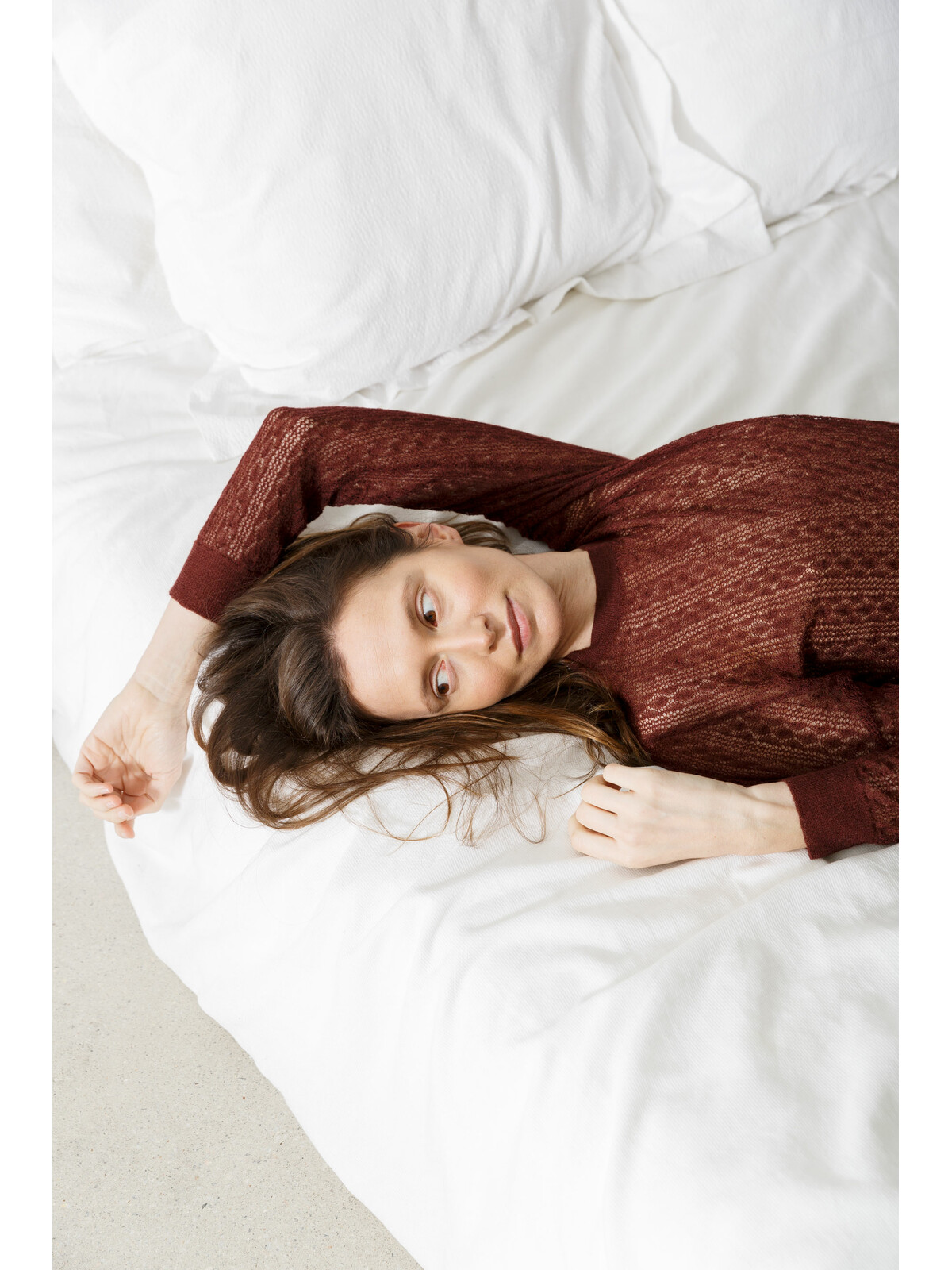 Crew-neck lacy sweater Image
