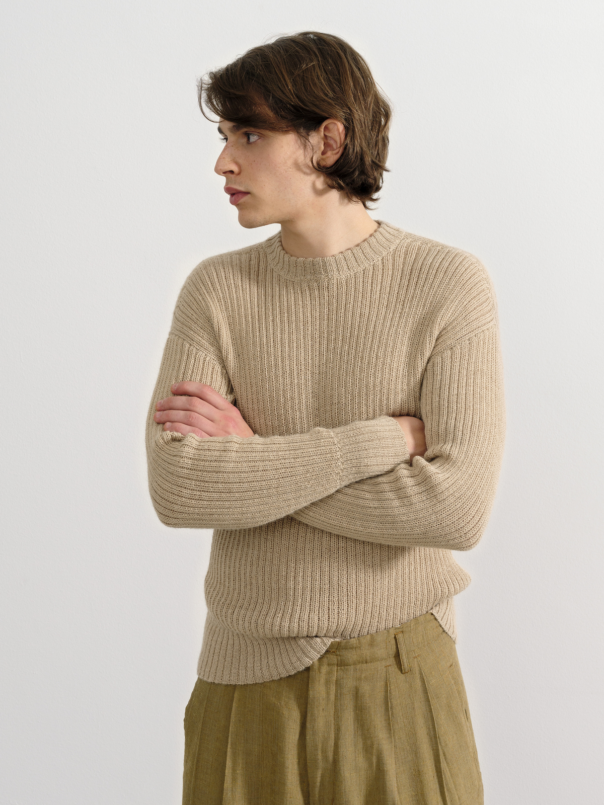 the Ribbed in Natural Beige| by Knitbrary